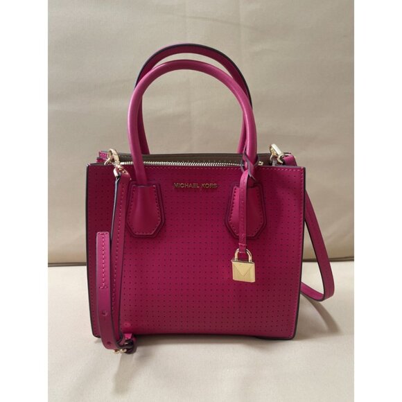 NWT Michael Kors Mercer Medium Messenger Crossbody Leath Bag in Ultra Pink - Picture 2 of 8